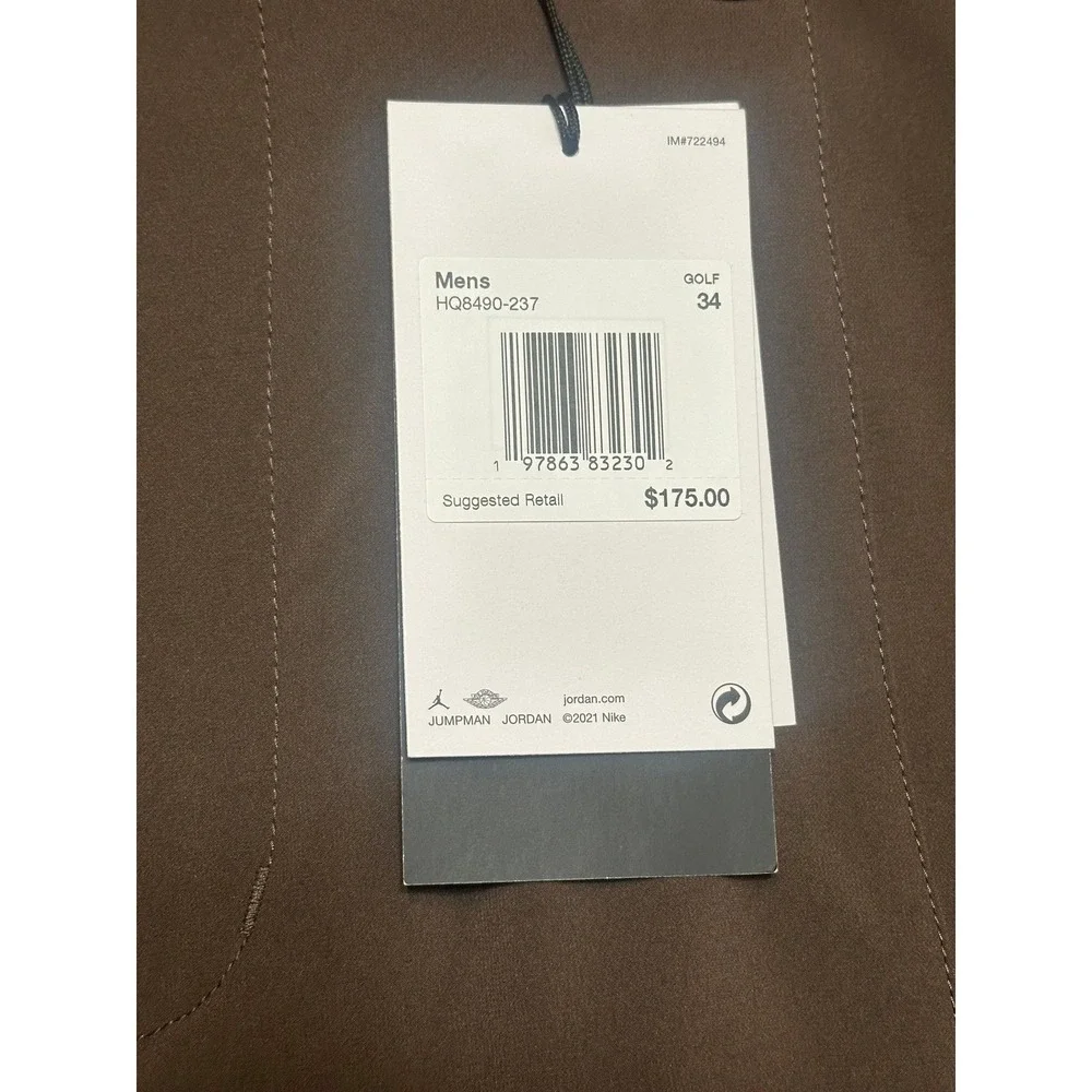 Nike Jordan Sport Brown Comfort Cargo Golf Pants Men's Sz 34 (HQ8490-237)